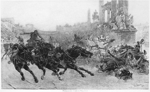A Roman Chariot Race. /Na Roman Chariot Race During The Reign Of Emperor Trajan. Photogravure After The Painting By Ulpiano Checa. Poster Print by Granger Collection - Item # VARGRC0054921