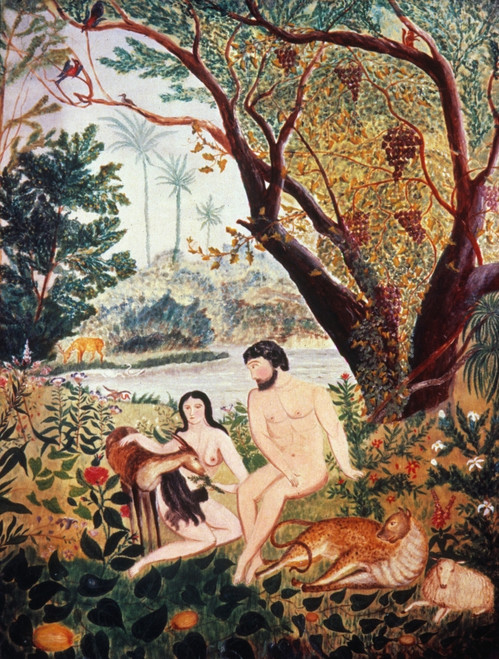 Adam & Eve. /Noil On Cardboard By An Unknown American Artist, C1830. Poster Print by Granger Collection - Item # VARGRC0025611
