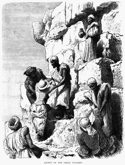 Egypt: Tourists, C1880. /Negyptian Escorts Helping Tourist Scaling The Great Pyramid Of Kheops. Wood Engraving, English, C1880. Poster Print by Granger Collection - Item # VARGRC0115897