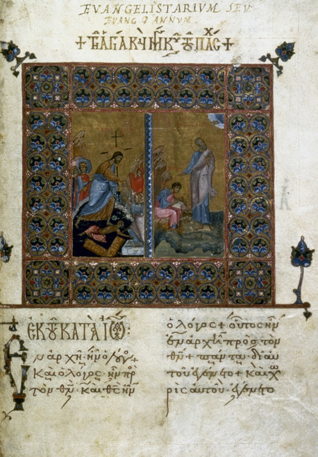 Harrowing Of Hell. /Nst John With Prochoros: Manuscript Illumination From A Greek Gospel Lectionary, 11Th Century. Poster Print by Granger Collection - Item # VARGRC0052271
