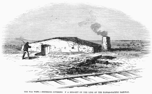 Dugout Home, 1871. /Na Dugout Along The Kansas-Pacific Railway In The American West. Wood Engraving, 1871. Poster Print by Granger Collection - Item # VARGRC0006162