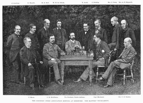 Chess Association, 1885. /Nmasters Tournament At The Counties' Chess Association Meeting At Hereford, England. Line Engraving, 1885. Poster Print by Granger Collection - Item # VARGRC0097712