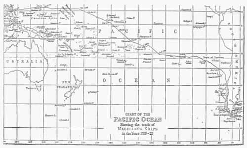 Magellan Pacific Ocean Nferdinand MagellanS First View Of The Pacific Ocean  After Passing Through The Strait That Now Bears His Name Colored Engraving