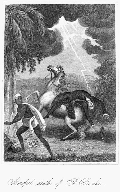 Lightning Kills Missionary. /N'Awful Death Of P. Bonike.' Etching And Line Engraving, American, 1837. Poster Print by Granger Collection - Item # VARGRC0078545