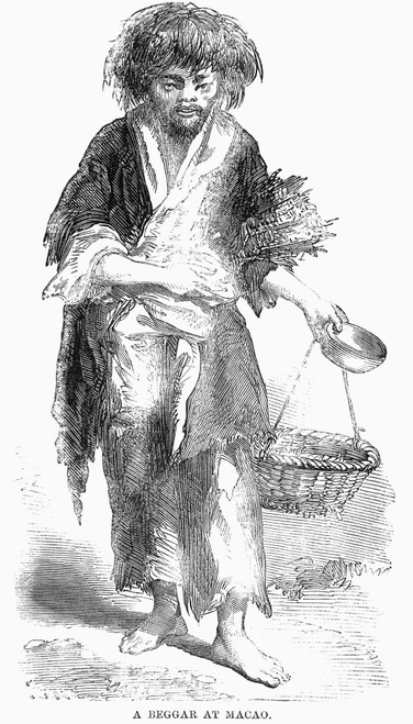 Macao: Beggar, 1859. /Na Beggar In Macao, The Portuguese Colony On The Coast Of China. Wood Engraving, English, 1859. Poster Print by Granger Collection - Item # VARGRC0095126