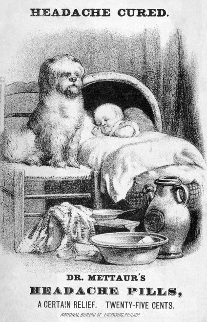 Medicine Trade Card, C1880. /Namerican Merchant'S Trade Card, C1880, For Dr. Mettaur'S Headache Pills. Poster Print by Granger Collection - Item # VARGRC0098255