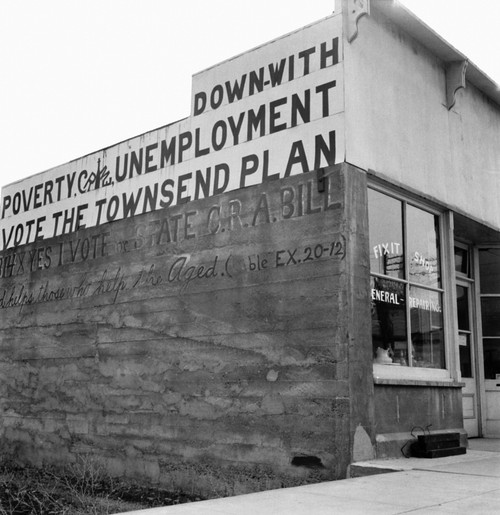 Townsend Plan, 1939. /Nhand-Painted Sign In Salem, Oregon, Advertising Francis Townsend'S Old Age Revolving Pension Plan. Photograph By Dorothea Lange, 1939. Poster Print by Granger Collection - Item # VARGRC0126131