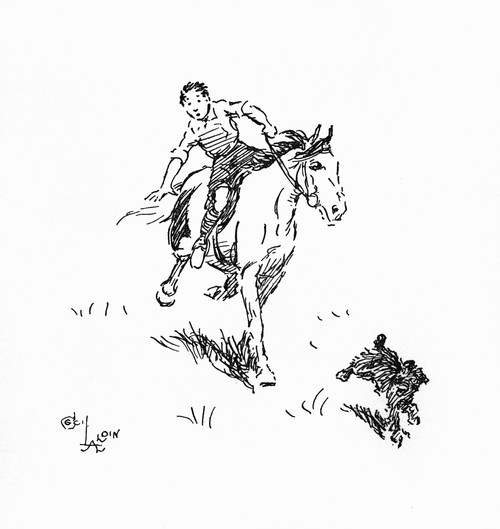 Illustration  Boy Sliding Off A Pony Poster Print By Mary Evans Picture Library - Item # VARMEL10956764