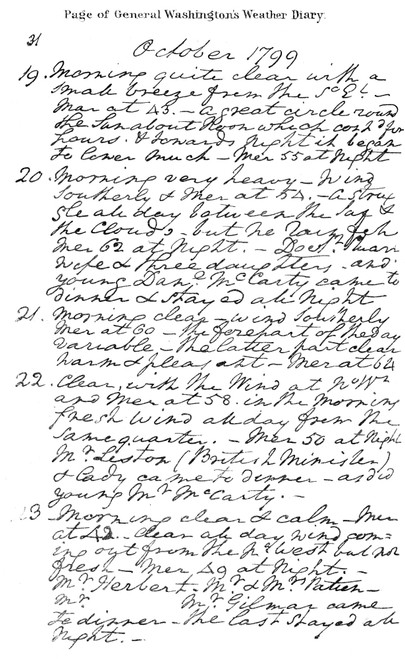Washington: Diary, 1799. /Na Page From The Weather Diary Kept By George Washington. Poster Print by Granger Collection - Item # VARGRC0089701