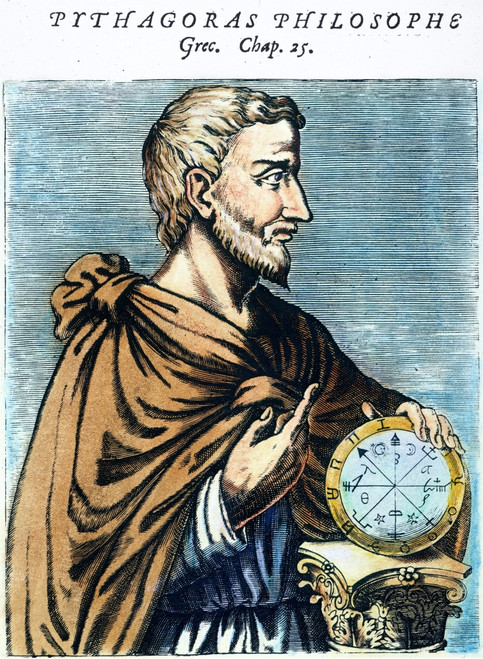 Pythagoras (C580-C500 B.C.). /Ngreek Philosopher And Mathematician. Line Engraving, French, 1584. Poster Print by Granger Collection - Item # VARGRC0008867