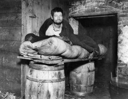 Peddler'S Bed, C1890. /Na Peddler In His Lodgings In The Cellar Of A Ludlow Street Tenement. Photograph By Jacob Riis, C1890. Poster Print by Granger Collection - Item # VARGRC0037576