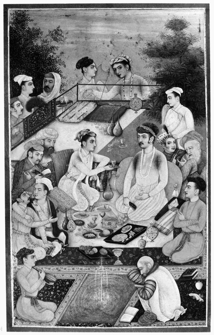 Shah Jahan (1592-1666). /Nmughal Emperor Of India, 1628-1658. Shah Jahan (Prince Khurram) With Friends And Attendants Eating In A Garden. Gouache On Paper, Mughal, Early 17Th Century. Poster Print by Granger Collection - Item # VARGRC0119812 Shah Jahan (1592-1666). /Nmughal Emperor Of India, 1628-1658. Shah Jahan (Prince Khurram) With Friends And Attendants Eating In A Garden. Gouache On Paper, Mughal, Early 17Th Century. Poster Print by Granger Collection - Item # VARGRC0119812
