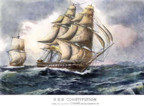 Uss Constitution, 1815. /Nthe Engagement Between The Uss Consititution And The Hms Cyane And Levant, 20 February 1815. Lithograph After A Painting By Edward Mueller. Poster Print by Granger Collection - Item # VARGRC0062157