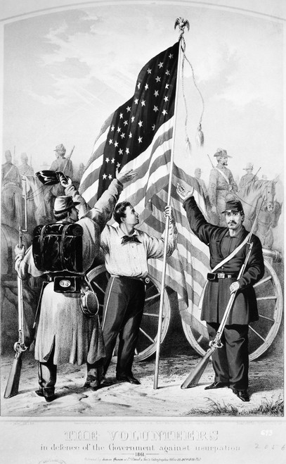 Civil War: Volunteers, 1861. /N'The Volunteers In Defence Of The Government Against Usurpation.' Lithograph, American, 1861. Poster Print by Granger Collection - Item # VARGRC0047928