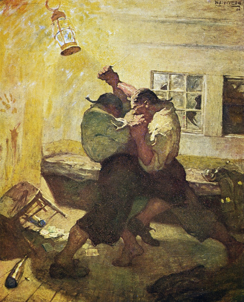 Treasure Island, 1911. /Nthe Fight In The Cabin. Illustration