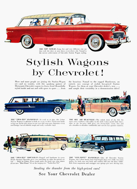 Station Wagon Ad, 1955. /Namerican Magazine Advertisement, 1955, For Chevrolet Station Wagons. Poster Print by Granger Collection - Item # VARGRC0007822