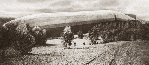 World War I: Zeppelin. /Ngerman Zeppelin Airship Lying Helpless In A Field Near Bourbonne-Les-Bains, France, During World War I. Photograph, C1916. Poster Print by Granger Collection - Item # VARGRC0408203