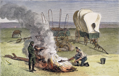 Fur Traders, 19Th Century. /Ncooking Dinner On The Open Plain. Wood Engraving, 19Th Century. Poster Print by Granger Collection - Item # VARGRC0042329