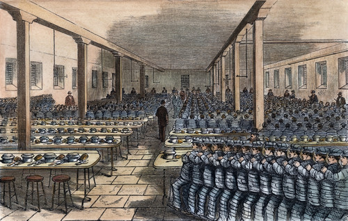 Dinner At Sing Sing, C1878. /Nconvicts Marching Into Dinner At Sing Sing Prison, New York. Wood Engraving, 1878. Poster Print by Granger Collection - Item # VARGRC0009431