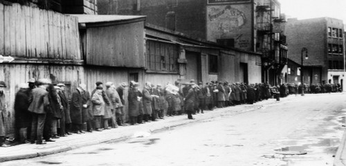 New York City: Bread Line./Nunemployed Workers On A Bread Line At Mccauley Water Street Mission Under The Brooklyn Bridge, New York. Photograph, C1930-1935. Poster Print by Granger Collection - Item # VARGRC0118988