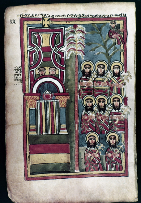 Entry Into Jerusalem. /Nthe Entry Into Jerusalem (Right-Hand Page). Addis Ababa Manuscript. Ethiopia. Before 1350. Poster Print by Granger Collection - Item # VARGRC0034101