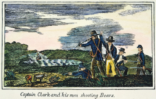 Lewis & Clark: Bears, 1800S. /Nshooting Bears During The Lewis & Clark Expedition: Colored Engraving, 1811, From A Contemporary Account Of The Expedition. Poster Print by Granger Collection - Item # VARGRC0008733