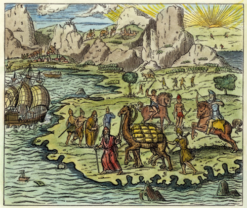 Caravan, 1575. /Nmerchants With Their Camel Caravans (Foreground And Background) In Asia. French Woodcut, 1575. Poster Print by Granger Collection - Item # VARGRC0034853