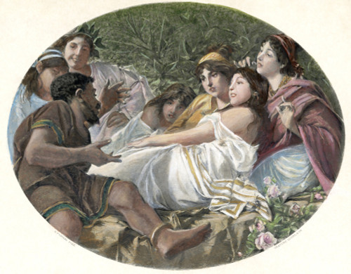 Aesop (620-560 B.C.) /Nnarrating His Fables. After The Painting By Roberto Fontana, 19Th Century. Poster Print by Granger Collection - Item # VARGRC0030987