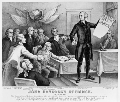 Declaration Of Independence. /N'John Hancock'S Defiance.' Lithograph, 1876, By Currier & Ives. Poster Print by Granger Collection - Item # VARGRC0036296