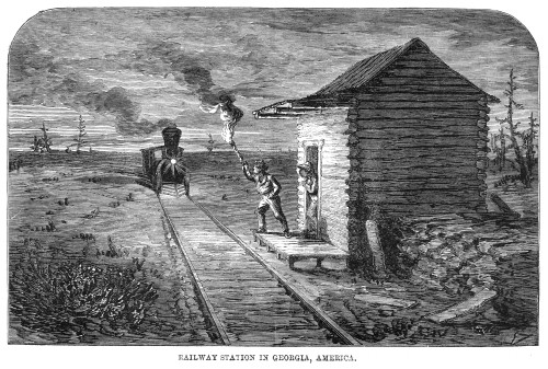 Railroad Station, 1861. /Nrailway Station In Georgia. Wood Engraving, 1861. Poster Print by Granger Collection - Item # VARGRC0080566