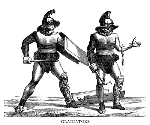 Roman Gladiators. /Nwood Engraving After A Painting On The Parapet Of The Amphitheatre At Pompeii, Italy, 19Th Century. Poster Print by Granger Collection - Item # VARGRC0018478