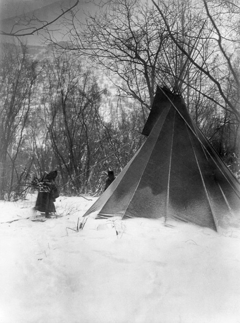 Sioux Tipi, C1908. /Na Sioux Native American Woman Approaching Her Tipi, Carrying Firewood Through The Snow. Photographed By Edward S. Curtis, C1908. Poster Print by Granger Collection - Item # VARGRC0116793
