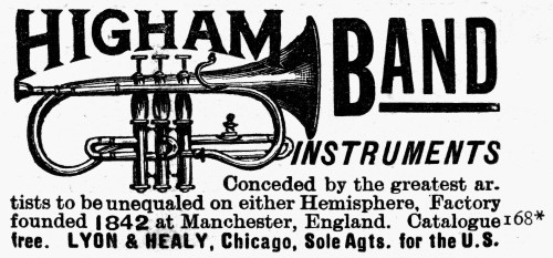 Musical Instruments Ad. /Namerican Newspaper Advertisement, 1889, For Higham Band Instruments. Poster Print by Granger Collection - Item # VARGRC0096745