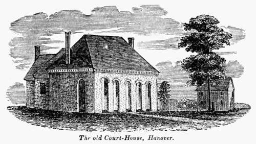 Hanover Courthouse. /Nhanover County Courthouse, Virginia, Built In 1735, Where Patrick Henry Argued The Parson'S Cause In 1763. Wood Engraving, American, 1856. Poster Print by Granger Collection - Item # VARGRC0131914
