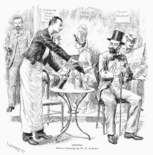 Absinthe, 1887. /Nan Absinthe Drinker In A Paris Caf_. Drawing, 1887, By William Douglas Almond. Poster Print by Granger Collection - Item # VARGRC0091925