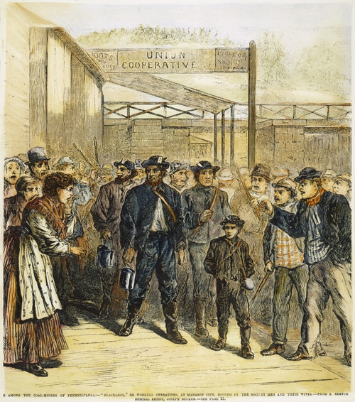 Striking Coal Miners, 1871. /Nstriking Pennsylvania Coal Miners And Their Wives Taunting "Blackleg" Strikebreakers: Wood Engraving From An American Newspaper Of 1871. Poster Print by Granger Collection - Item # VARGRC0060528