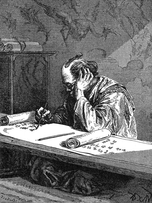 Japanese Scribe. /Na Japanese Calligrapher. Line Engraving, Late 19Th Century, After Alphonse De Neuville. Poster Print by Granger Collection - Item # VARGRC0031857