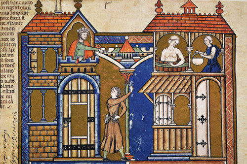David & Bathsheba. /Nking David Sees Bathsheba Bathing And Sends A Messneger To Fetch Her: French Manuscript Illumination, C1250. Poster Print by Granger Collection - Item # VARGRC0010838