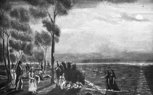 Chappel: Bathing Party. /Nfoot Of Stuyvesant, East River. Oil On Slate Paper By William P. Chappel, C1870. Poster Print by Granger Collection - Item # VARGRC0086789