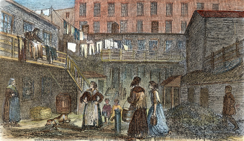 New York: Five Points, 1866. /Nwater Pump In A Backyard On Baxter Street In The Five Points District Of New York City'S Lower East Side. Wood Engraving, American, 1866. Poster Print by Granger Collection - Item # VARGRC0051874