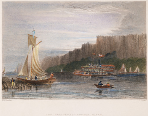 Palisades Cliffs, Ny, 1837. /Nthe Palisades Cliffs, In New York State, Along The Hudson River'S Bank: Engraving, 1837, After A Drawing By William Henry Bartlett. Poster Print by Granger Collection - Item # VARGRC0009643