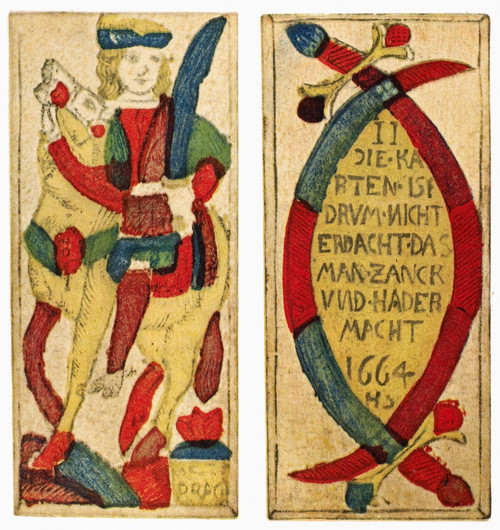 Playing Cards, 1664. /Nthe Cavalier And The Two Of Swords From A Trappola Pack Of Playing Cards Made In Prague, 1664. Poster Print by Granger Collection - Item # VARGRC0094084