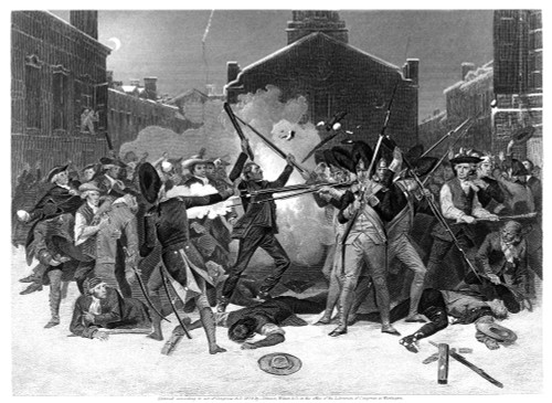 Boston Massacre, 1770. /Nthe Boston Massacre, 5 March 1770, With Crispus Attucks At Left Center. Steel Engraving, 19Th Century. Poster Print by Granger Collection - Item # VARGRC0013705