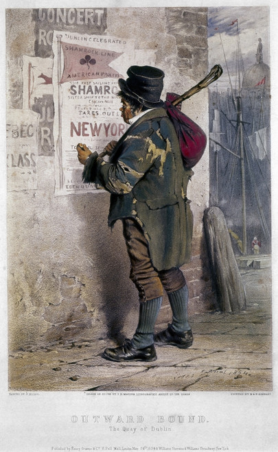 Irish Immigrant, 1854. /N'Outward Bound.' A Poor Irish Man At The Quay Of Dublin, About To Depart For New York City. Lithograph, American, 1854. Poster Print by Granger Collection - Item # VARGRC0117695