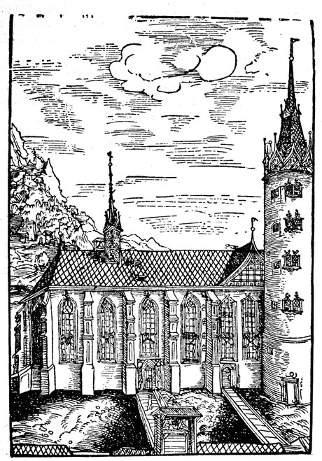 Wittenberg, Germany, 1509. /Nthe Castle Church (Schlosskirche) At Wittenberg, Germany, Where Martin Luther Taught. Woodcut, 1509, By Lucas Cranach The Elder. Poster Print by Granger Collection - Item # VARGRC0033365