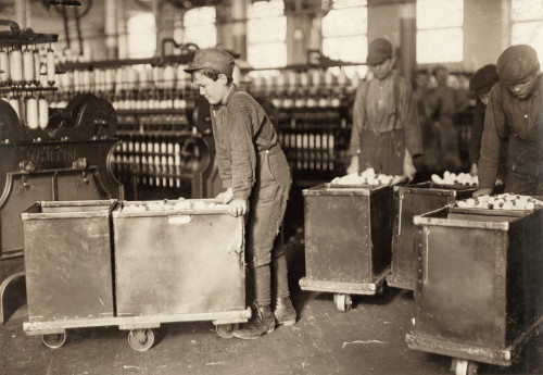 Hine: Child Labor, 1908. /Nyoung Doffers Pushing Carts Filled With Spools Of Thread In The Trenton Mills In Gastonia, North Carolina. Photograph By Lewis Hine, November 1908. Poster Print by Granger Collection - Item # VARGRC0132818
