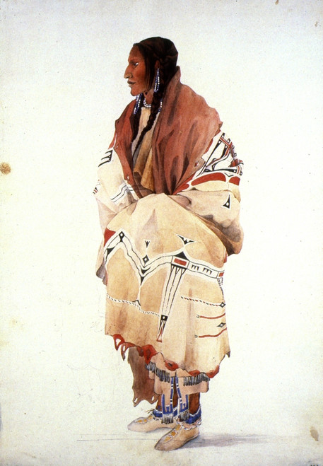 Teton Sioux Native American. /Nchan-Cha-Uia-Te-Uinn (Woman Of The Nation), A Teton Sioux Native American. Watercolor, 1832-34, By Karl Bodmer. Poster Print by Granger Collection - Item # VARGRC0045712