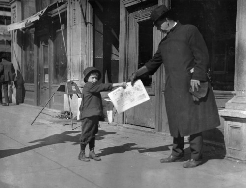 Hine: Newsboy, 1917. /Nseven-Year-Old Newsboy, John Dowers, At Work In Oklahoma City, Oklahoma. Photograph By Lewis Hine, 4 March 1917. Poster Print by Granger Collection - Item # VARGRC0107566