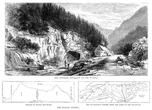 Hoosac Tunnel, 1873. /Nthe Western Entrance To The Hoosac Tunnel, Which Travels Five Miles Through The Hoosac Mountain Range In Massachusetts. Wood Engraving, 1873. Poster Print by Granger Collection - Item # VARGRC0002619