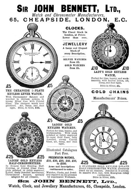Ad: Pocket Watches, C1896. /Nenglish Advertisement For Sir John Bennett'S Pocket Watches, C1896. Poster Print by Granger Collection - Item # VARGRC0266897 Ad: Pocket Watches, C1896. /Nenglish Advertisement For Sir John Bennett'S Pocket Watches, C1896. Poster Print by Granger Collection - Item # VARGRC0266897